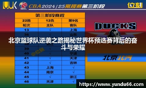 北京篮球队逆袭之路揭秘世界杯预选赛背后的奋斗与荣耀